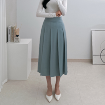 라미르 여성용 사계절 A라인 플리츠 플레어 롱 스커트