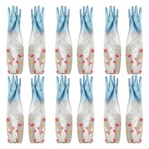 블럭마트 주방용품 밴드형 긴 고무장갑 양손 6종 세트, 중(M), 블루, 1세트