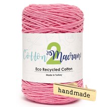 니뜨 코튼 마크라메2 실 250g + 핸드메이드 금속라벨 세트, 21 핑크, 1세트