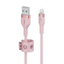벨킨 프로 플렉스 USB A-라이트닝 아이폰 고속 충전 케이블 CAA010bt1M, 핑크, 1m