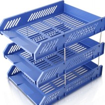 싸비예 고급 튼튼한 서류함 트레이, 3단, 블루