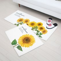 상상후 디자인 발매트 + 주방매트 세트, 선플라워