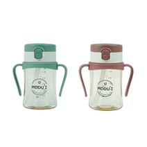 블루마마 원터치 빨대컵 200ml x 2종세트, 민트, 핑크, 1세트
