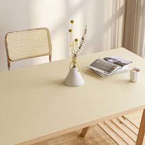 나우필 대형 오염 방수 가죽 와이드 테이블매트, 아이보리, 80 x 140 cm
