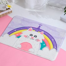 알럽홈 애니멀 캐릭터 플란넬 발매트, 무지개고양이