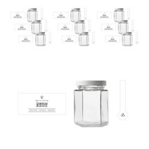 육각 꿀병 160ml + 러그캡 화이트 + 병스티커 심플 꿀벌화분S + 봉인스티커 세트, 10세트
