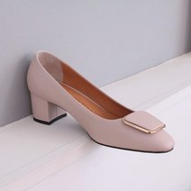 르본디 골드 스퀘어장식 미들 펌프스 수제화 5cm
