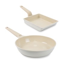 라체나 IH 인덕션 후라이팬 세트 2개, 크림, 사각후라이팬 + 후라이팬 28cm