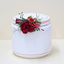 주앤지 조화 성묘 유골함 봉안당 납골당 꾸미기 장미꽃 리스, 레드(장미) + 환타(리본)