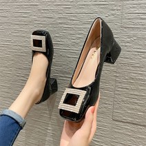 몬드스팟 여성 에나멜 큐빅 스퀘어장식 펌프스힐 4cm YT_RB660_AY
