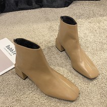 여성용 스퀘어토 스퀘어힐 앵클 부츠