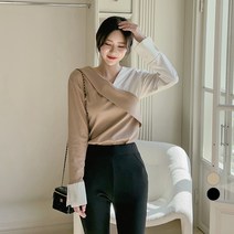 에비뉴비 여성용 배색 오프숄더 블라우스