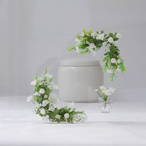 럭셔리 납골당 리스 + 미니화병, 화이트