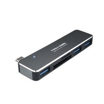 컴스 USB C타입 3포트 허브 카드 멀티리더기 IF829, 블랙