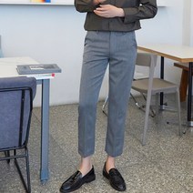 플레이즈 남성용 구김적은 옆밴딩 9부 스판 슬림 일자 슬랙스