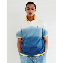 헤지스 남성용 그라데이션 다잉 면 반팔 카라 티셔츠