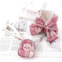 강아지 나시형 리본 하네스 세트 XS, 7 로맨틱 핑크 간식팩, 1세트