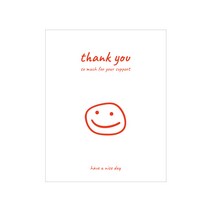 귀여운 스마일 땡큐 사각스티커, 화이트, 200개