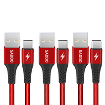 사또 USB-C타입 고속충전 데이터 고급형 케이블 3p, 1m, 레드