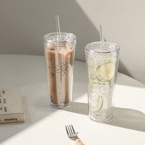 쓰임 해피니스 아이스 텀블러 2종 세트, 플라워, 스마일, 500ml