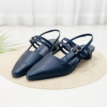 라인업슈 수제 투 스트랩 버클 슬링백 3cm P304