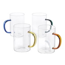 베르겐 스플래쉬 유리 머그 450ml 세트, 블루+옐로우+그린+브라운, 4종