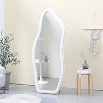 데코퍼니쳐 루씨 벨벳 비정형 전신거울 700 방문설치, 아이보리