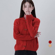 어썸어라운드 여성용 떡볶이 버튼 카라 니트 가디건