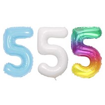 숫자 5 은박 풍선 3종 세트, 블루, 화이트, 레인보우, 1세트