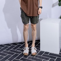 남성용 더간지 캐주얼 여름 테이퍼드핏 카모 카고반바지