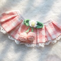 파스텔펫 반려동물 체리 체크 스카프 XS, 핑크, 1개