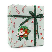 피크닉앤패키지 산타와 루돌프 포장지 8p + 녹색리본 6m + 스티커 2종 x 4p 세트, 혼합색상, 1세트