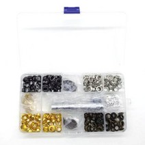 가죽공예 아일렛 6mm x 4종 x 50p + 공구 3종 세트, 골드, 실버, 앤틱, 건매탈, 1세트
