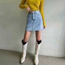 매드시스터 더블스냅 데님 미니 스커트