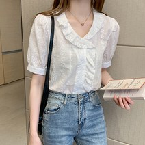 포플러앤씨 크루아 프릴 블라우스