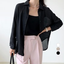 보에리에 여성용 썸머 린넨 베이직 긴팔 셔츠