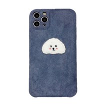 카메라보호 푸들 자수 스웨이드 휴대폰 케이스