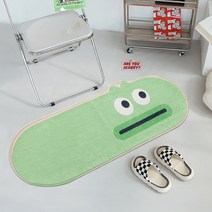 마이데일리 귀여운 표정 타원형 발매트, 그린