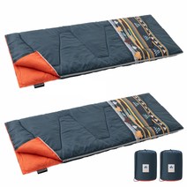 로고스 나바호 패턴 양면 캠핑 침낭 5 + 파우치 세트, 2세트, 네이비