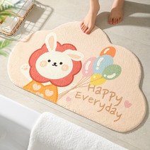 바랑 귀요미 극세사 욕실 주방 발매트, 토끼풍선