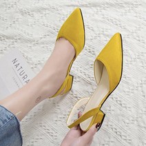 여성용 스웨이드 스틸레토 통굽 플랫 단화 3cm PRDS115