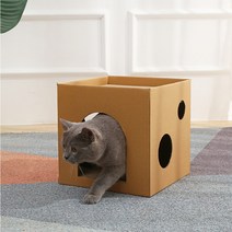 요기쏘 고양이 사각 박스 숨숨집 스크래쳐 하우스 2p, 갈색