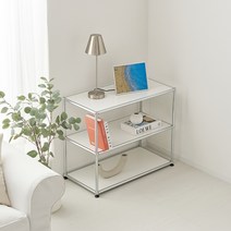 헤스티 미드센추리 메탈 모듈 수납 선반 와이드 3단, 화이트, 1개