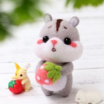 아트조이 DIY 양모펠트 키트, 1세트, 핑크딸기 햄스터