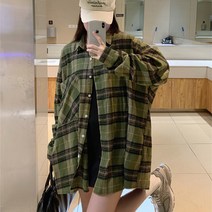 루나걸 여성용 브아부 루즈핏 체크 남방