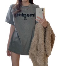 구디프 여성용 빅프린팅 레터링 여름 반팔 티셔츠