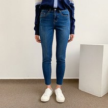 헤이진 여성용 밑단컷팅 스크레치 스판 스키니 청바지