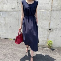 오키 여성 밀링 린넨 셔링 민소매 원피스