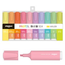 마일드 사각 파스텔 형광펜 10종 세트 504, 1세트, 크림 옐로우, 라벤다, 밀키 오렌지, 클라우드 블루, 코랄 레드, 아쿠아 블루, 블러쉬 핑크, 민트, 핑크 라떼, 소프트 라임