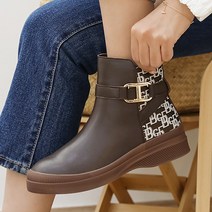제이슈 소가죽 기모안감 코모 프린팅 앵클부츠 4cm